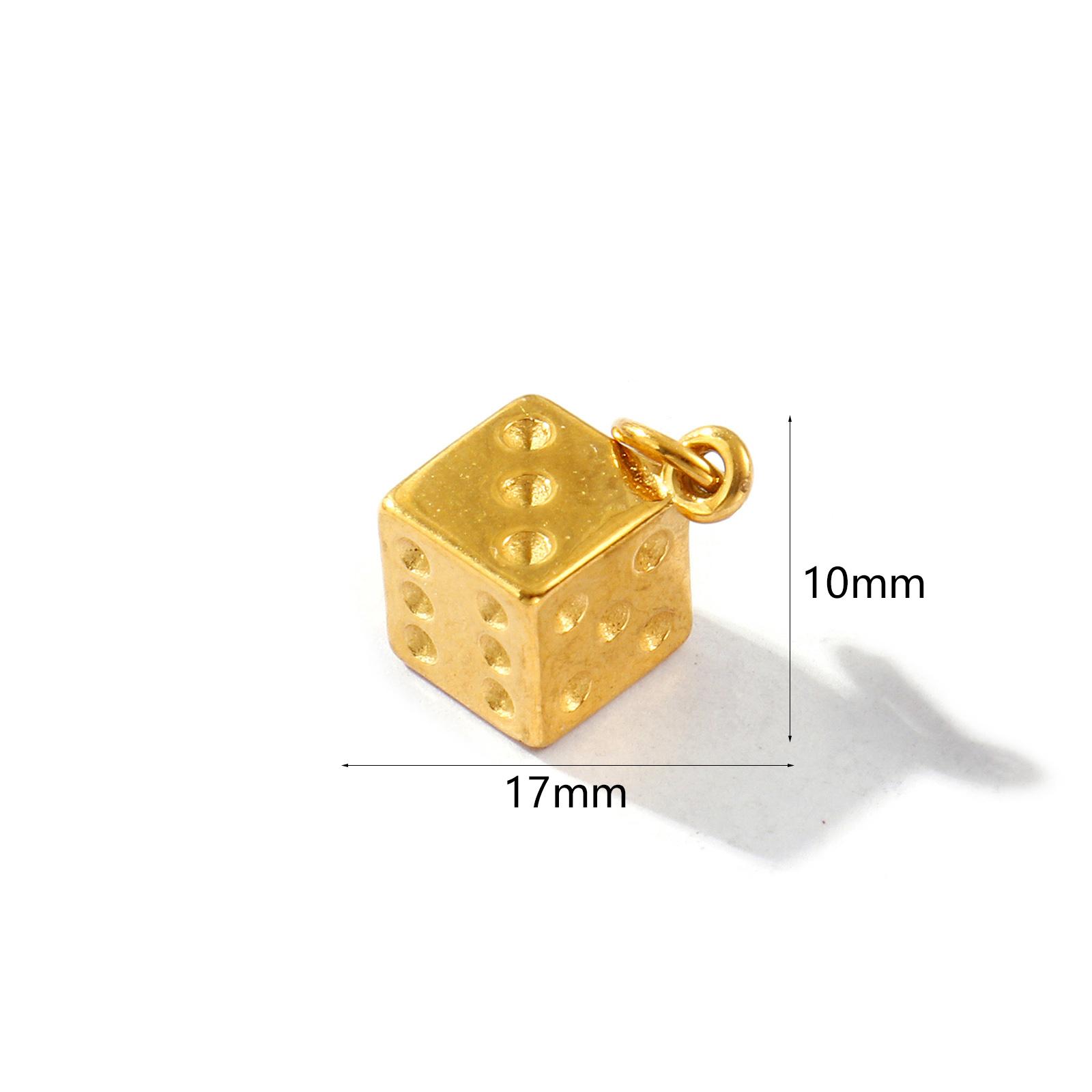 

2 PCs Waterproof 304 Stainless Steel Charms 18K Gold Plated Dice 3D Pendants For DIY Necklace Bracelet Jewelry Making Findings