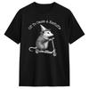 Unisex Women TShirt Off To Cause A Kerfuffle Funny Opossum Riding Scooter T Shirts Leisure Summer Tees Vintage Cotton Clothes