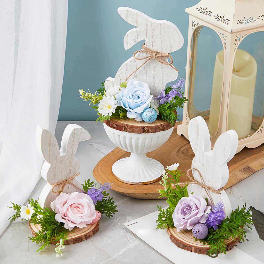 Eco Friendly Easter Rabbit Wood Ornament for Holiday Decoration and Indoor Display