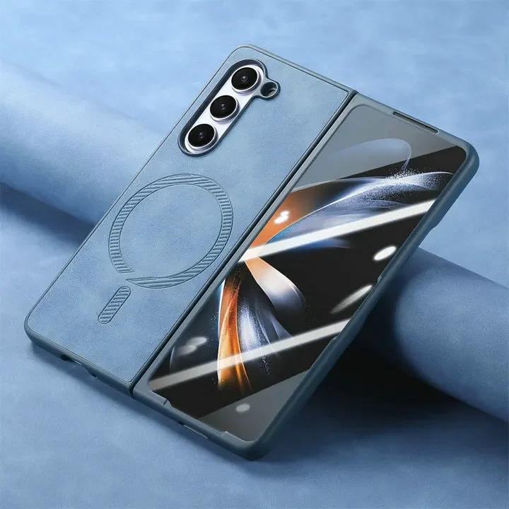 Luxury Busines Sle Leather Magnetic Magsafe Phone Case for Samsung Galaxy Z Fold 7 6 5 4 Coque Shockproof Protection Back Cover