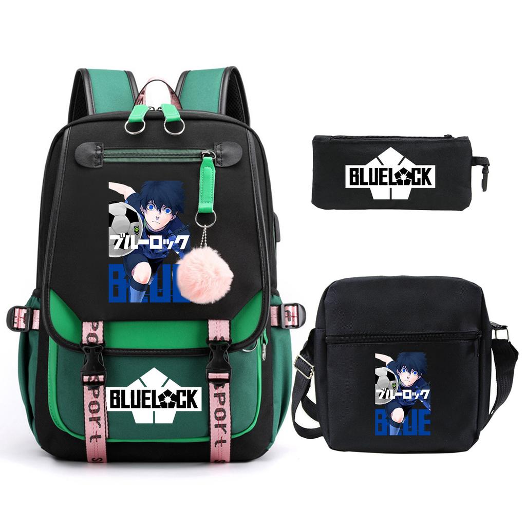 Trend Campus Primary And Secondary School Students Schoolbag Blue Prison Periphery Animation Backpack Pencil Bag