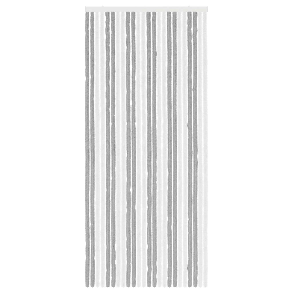 Insect Screen Door Curtain Chenille Grey and White 100 x 230 cm 100percent PP