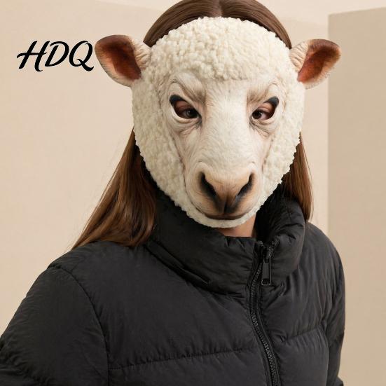 Realistic Animal Costume Accessory Mask Sheep Brown Bear Full Face Breathable Party Mask Cosplay for Halloween Props Hair Texture