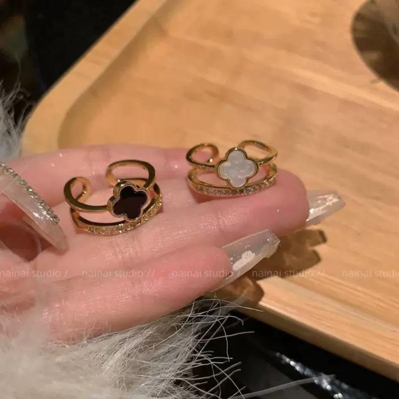 Niche Design Simple Double Layer Cross Set Ring Women's Ins Trendy Internet Celebrity Fashionable Personalized Adjustable Index Finger Ring