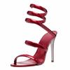 Fashion 2024 New Ankle Snake Twine Around Sandals Sexy Silver Gold Summer Fine High Heel Open Toe Temperament Women's Shoes Size 43