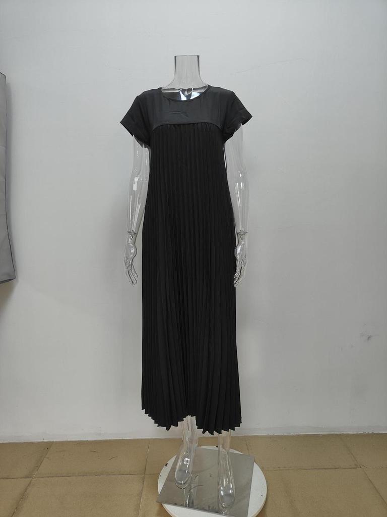Elegant Fall Maxi Dress With Pleated Design For Womens Office Wear