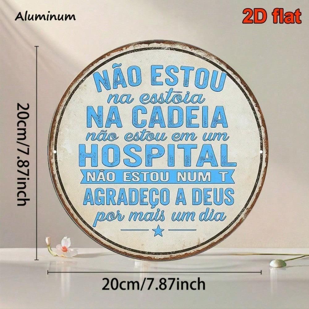 Vintage Portuguese 8x8 Inch Aluminum Sign, Thank God For Another Day Quote Wall Decor