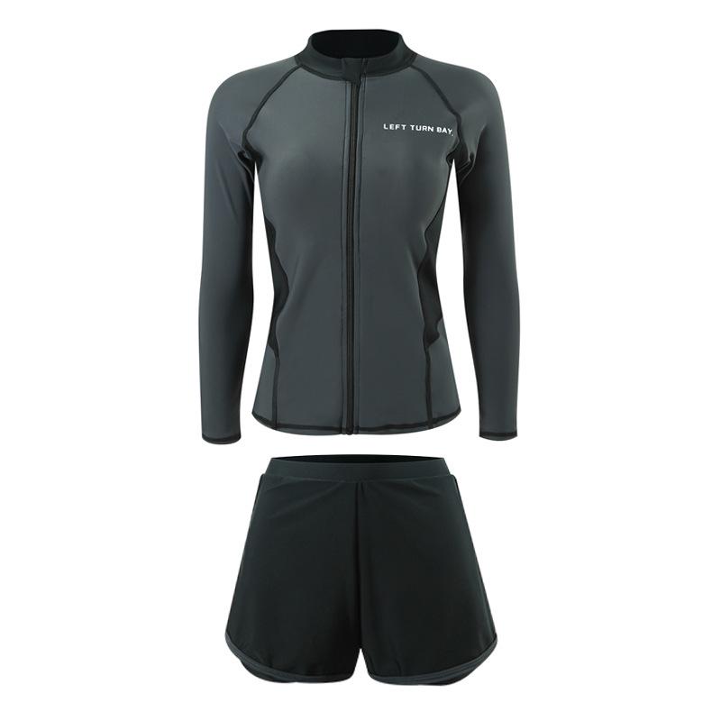 Women's Two-Piece Diving Suit: Long-Sleeve, Sun-Protective Swimwear for Surfing, Sports, or Beach.