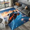 Cartoon 3D Space Spitfire Aircraft  Air Force Jet Fighter Carpet Rug for Living Room Bedroom Sofa Decoration,Non-slip Floor Mat