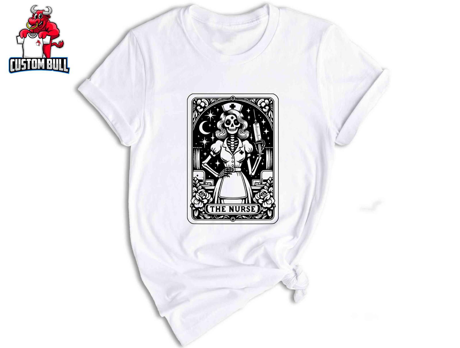 The Nurse Tarot Card Shirt, Nursing Witch Skull Shirt, Witch Nurse Shirt S разноцветный