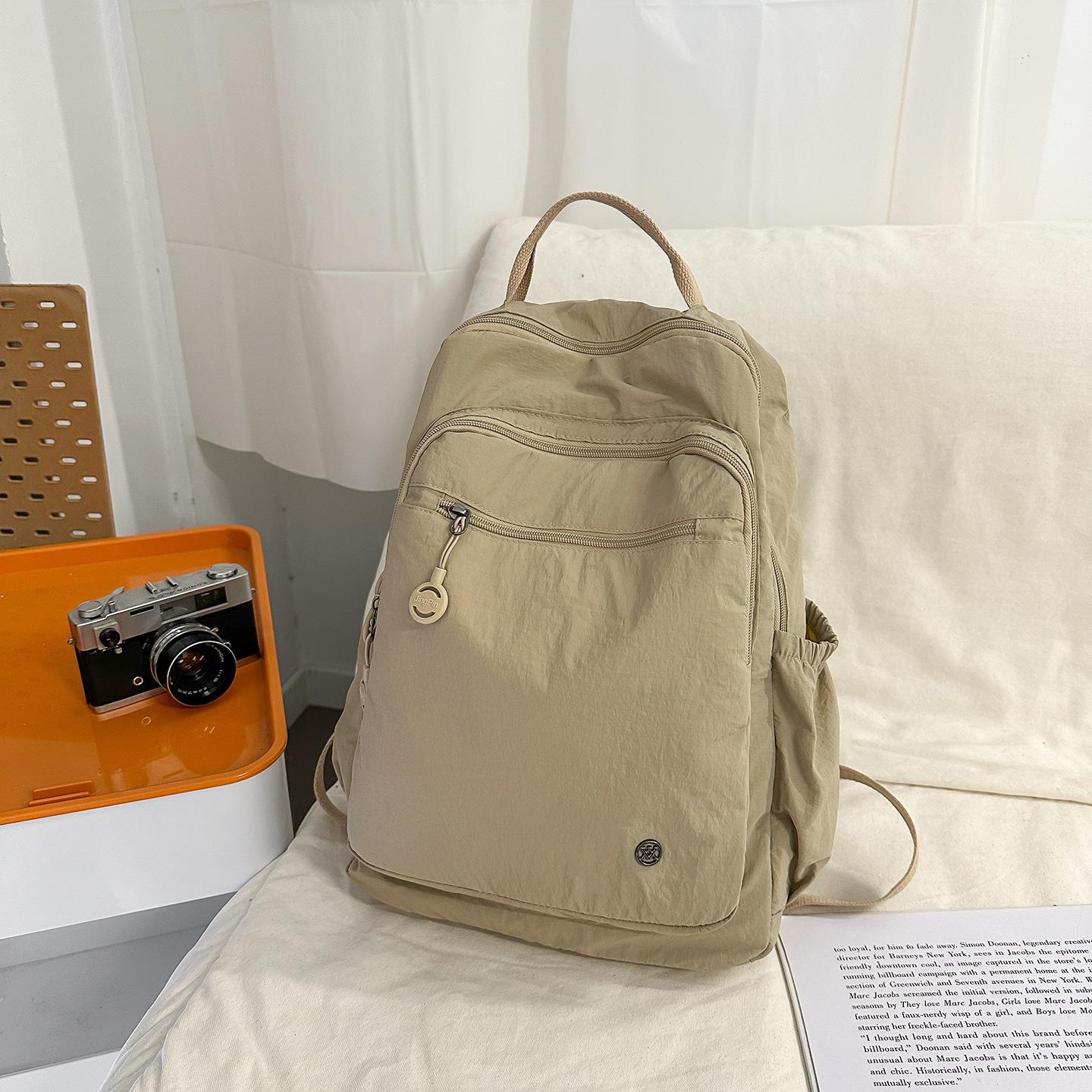 Lightweight Nylon Backpack Women s Large Capacity Commuter Leisure Travel Student School Bag Work Backpack хаки