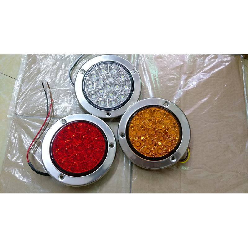 2Pcs Red Round Reverse Stop Rear Tail Light Truck Trailer Brake Turn Signal Lamp