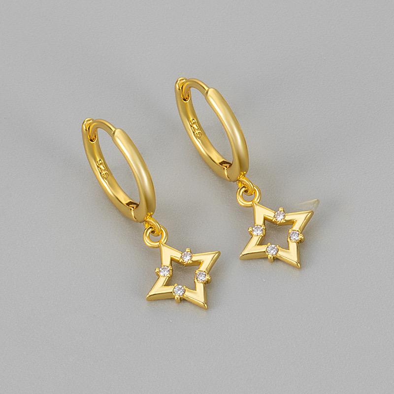 925 Silver Earrings For Women Trendy Heart Star Zircon Earring Jewelry Prevent Allergy Party Accessories Gift