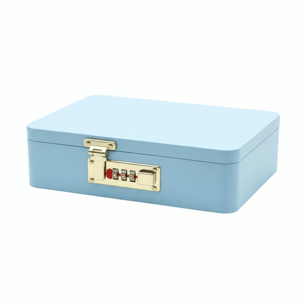 Combination Lock Password Lock Storage Box Metal Construction Flip Top Design Key Safe Box Secure Storage Rectangular Shape