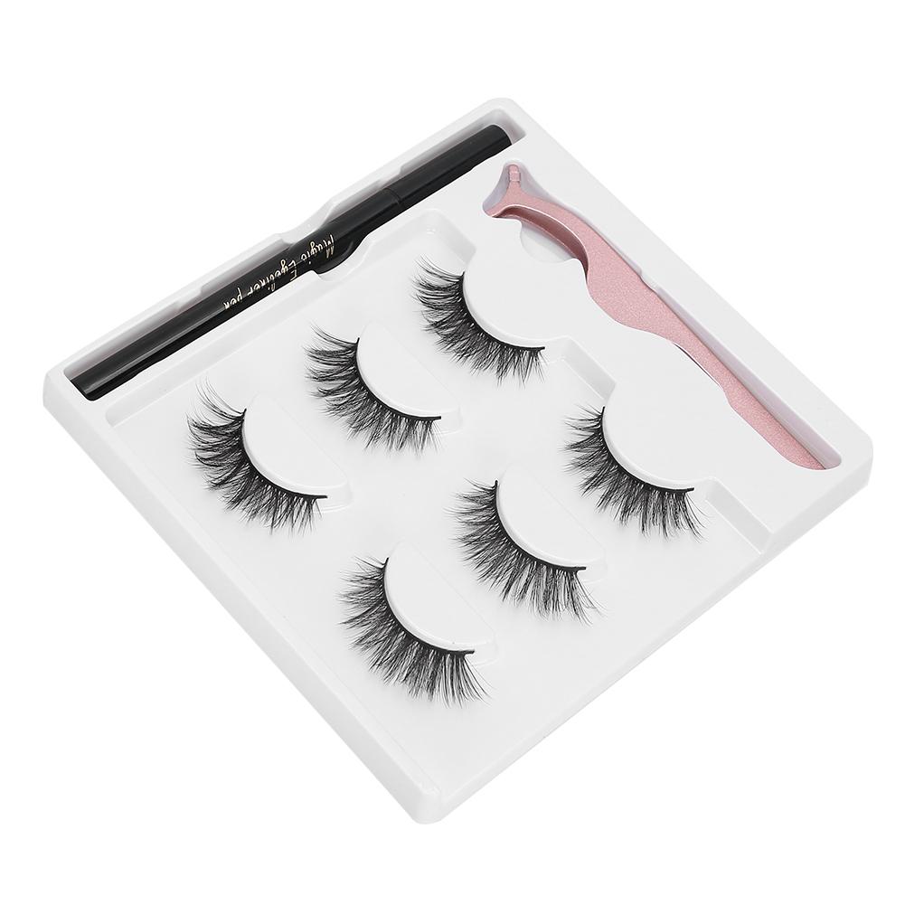 SelfAdhesive Eyeliner Water Liquid Eyeliner False Eyelashes Tweezers Makeup Tool Set(E25 Green Box )