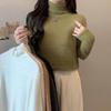 Women's Winter 2022 Mink Velvet Lace Shirt - Slim Fit, Half-High Collar, Solid Color Top