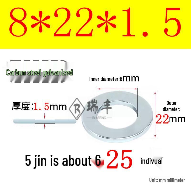 Galvanized Iron Flat and Square Washer Set - Thick, Enlarged, Extra Large, and Special Shapes