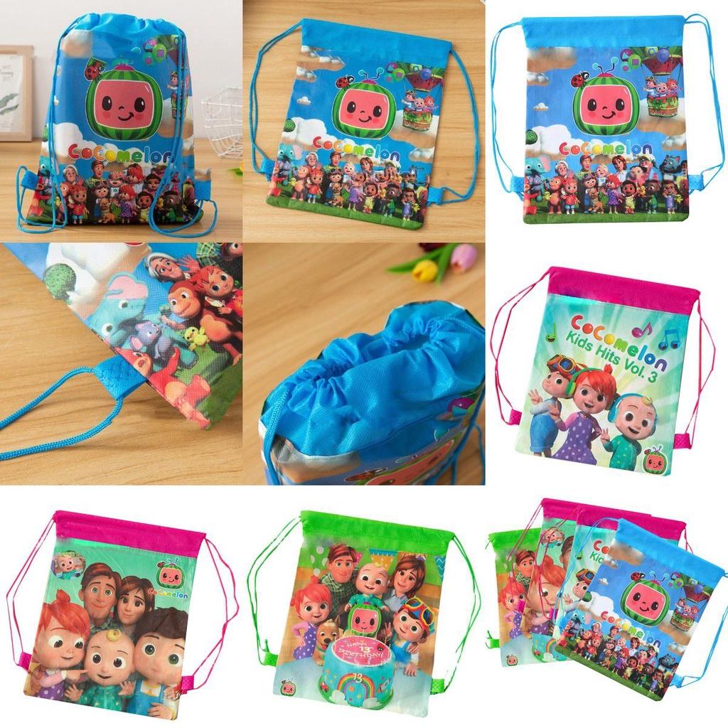 Cocomelon Drawstring Bag Backpack For Kids Featuring Stain-resistant Non-woven Fabric