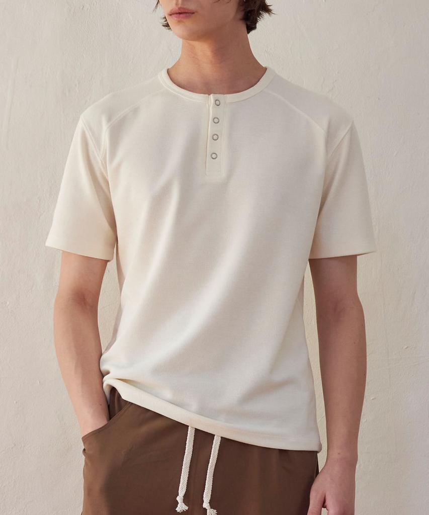 SENTAIR Contour Henley Neck Half T-Shirt _Ivory