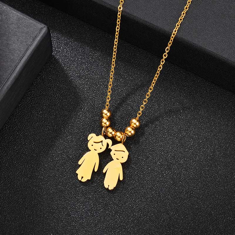 Nextvance Stainless Steel Date Child Baby Boy Girl Engrave Necklace Family Gold Color Pendant for Birthday Memorial Gift