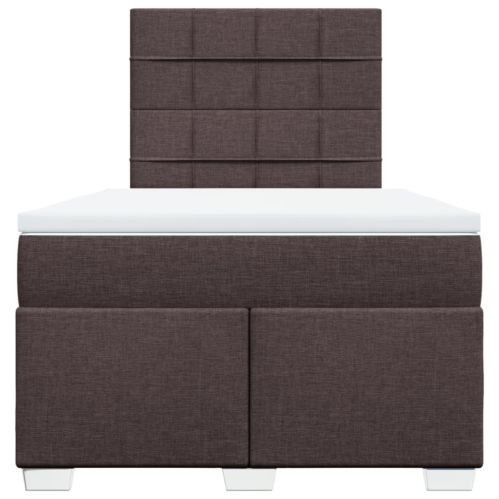 Box Spring Bed with Mattress Dark Brown 120x200 cm Fabric