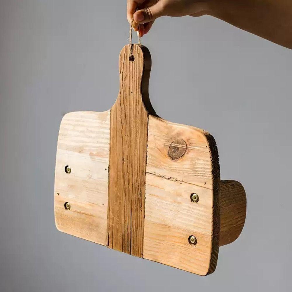 Natural Wood Roll Paper Holder Cutting Board Shape Wall Mounted Toilet Paper Holder Vintage Rustic Paper Towel Holder Bathroom