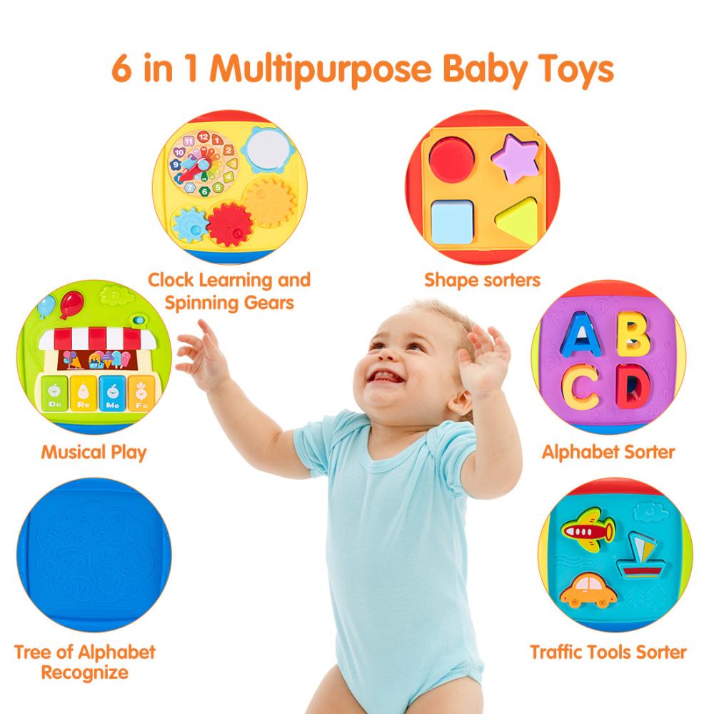 Tumama Multifunctional Musical Toys Toddler Baby Box Music Activity Cube Gear Clock Blocks Toys