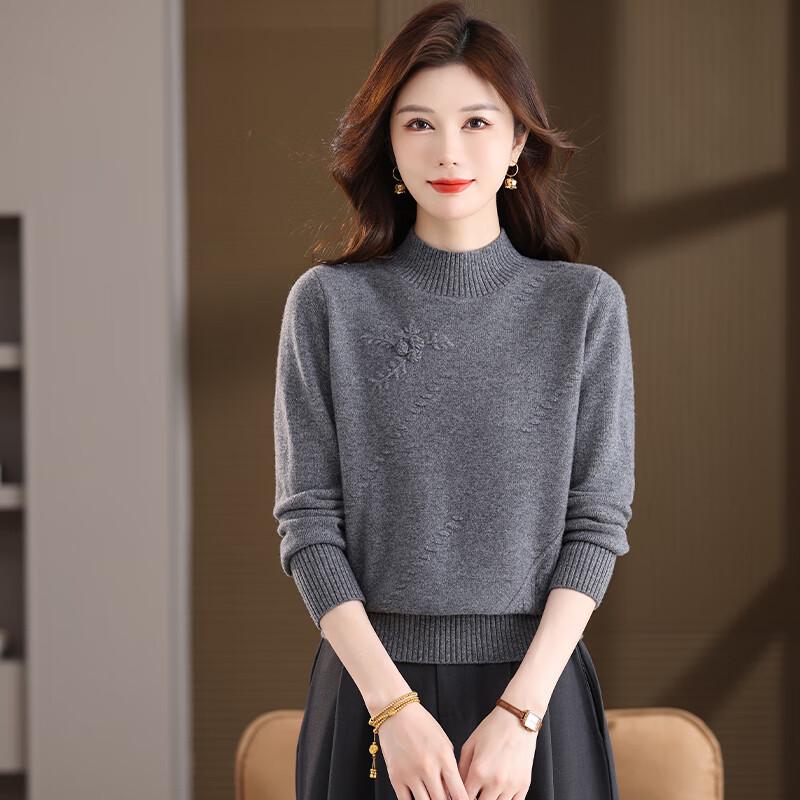 Women's 100% Pure Wool Thick Mock Neck Sweater