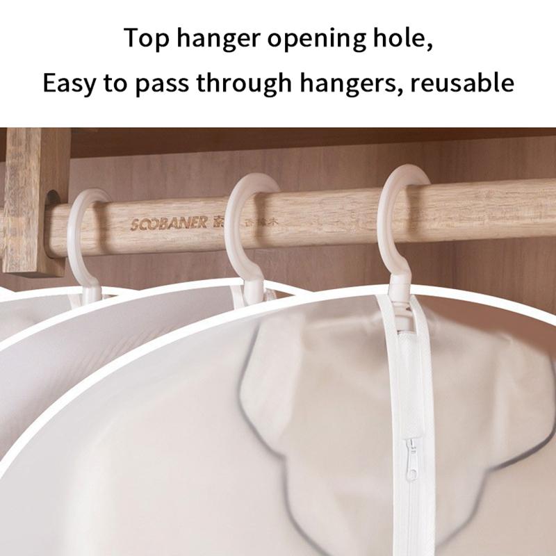 Thickened Washable Clothes Hanging Dust Cover Cover Suit Coat Transparent Fully Enclosed With Zipper Clothes Storage Bag