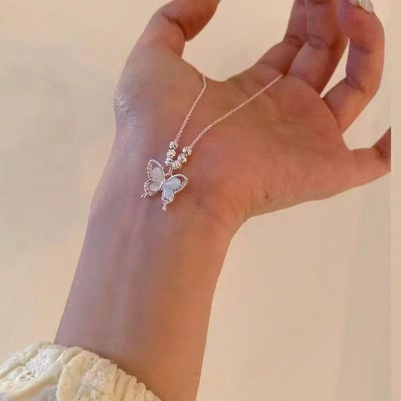 Crystal Butterfly Charms Woman Necklace Girls Alloy Rhinestone Chain Necklace Chokers Gifts For Friends