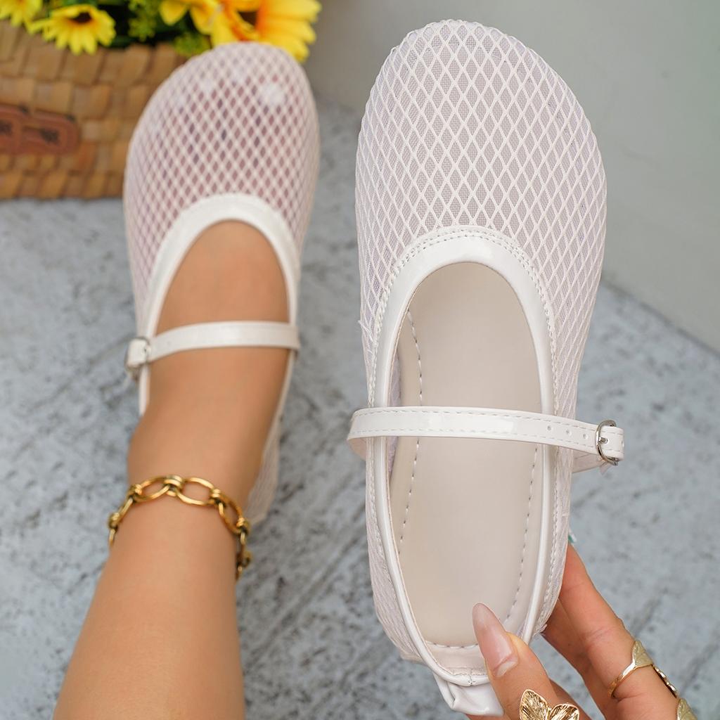 Fashion 2025 New Women Flat Sandals Fashion Mesh Ballet Designer Shoes Women Hollow Round Head Breathable Mesh Sandals Zapatos De Mujer