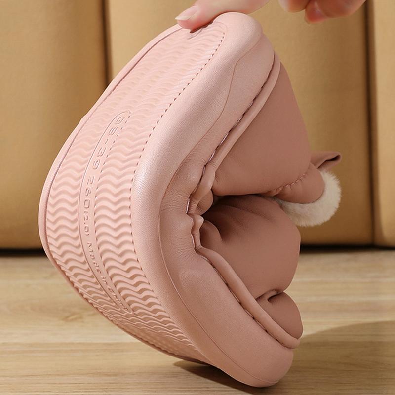 Mode Damen Einfarbig Wasserdicht Verdicken Baumwollpantoffeln Neu Paar Stil Plüsch Pantoletten Leicht Weich Warm Flauschig Hauspantoletten