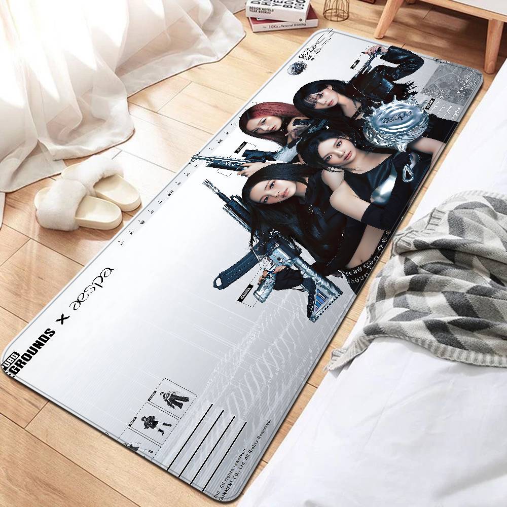 KPOP Korean Girl Group A-AespaS Floor Mat Non-Slip Laundry Room Mat Laundry Decor Balcony Child Living Room Household Carpets