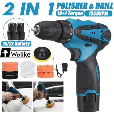 2 IN 1 Rechargeable Electric Cordless Car Polisher And Eletric Drill Cleaner Buffing Waxing Polishing Machine Waxer For Car Home