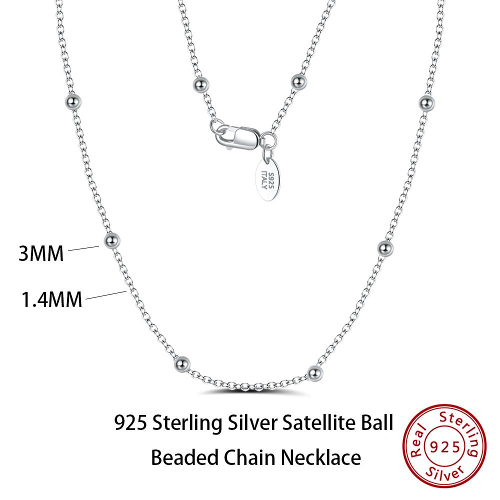 Effie Queen 100% 925 Silver Basic Chain Necklaces Box/Snake/Chopin/Figaro Beaded Chain 40-60cm Unisex DIY Casual Wear