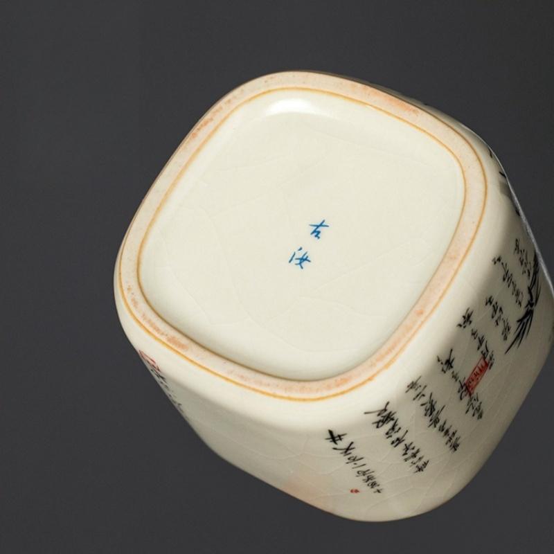 Taza de Té China de Bambú de 120 ml Cerámica Ru Yao Apertura Amarilla Hermosa Taza de Té Flores Vajilla Taza de Maestro Juego de Té KungFu
