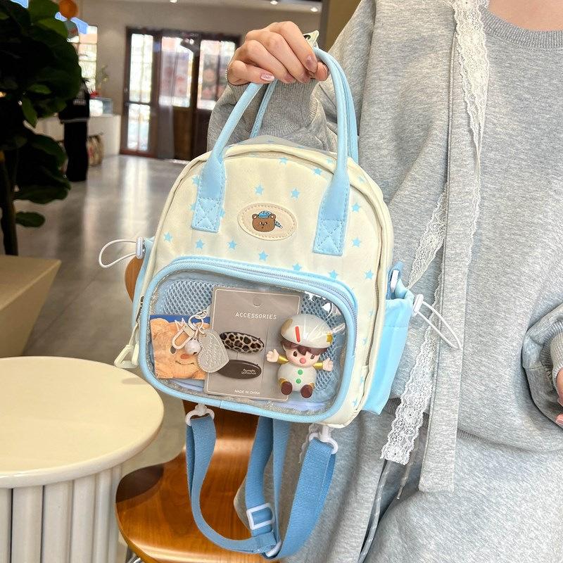 Schoolbag Multi-purpose Small Backpack Summer Cartoon Transparent Pain Bag New Korean Version Foreign Style One Shoulder Crossbody T