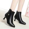 6cm Elegant Fashion Fall Winter Soft Leather Shoes Women Boots 2025 Black Med Kitten Heels Ankle Boots with Fur for Office Mom