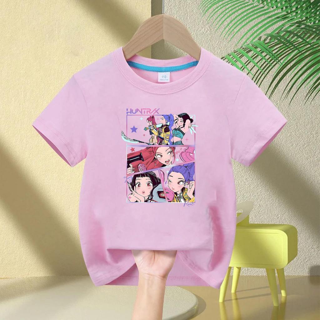 Demon Hunter Squad Kids Anime Print Casual Short Sleeve T-shirt