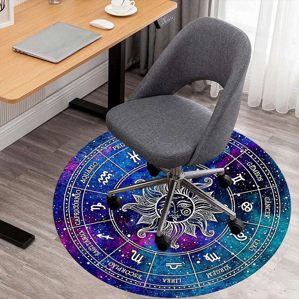 1pc Astrology Zodiac Round Chair Mat Area Rug - Non-Slip, Floor Mat for Office, Bedroom, and Indoor Decor C1125418