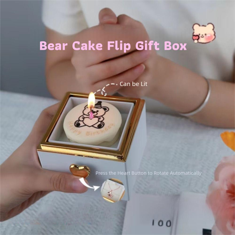 Automatischer Flip-Bär Flip-Ring-Box Drehdesign Kerzen Mini-Kuchen Überraschung Drehende Box Überraschungsgeschenkboxen & -taschen