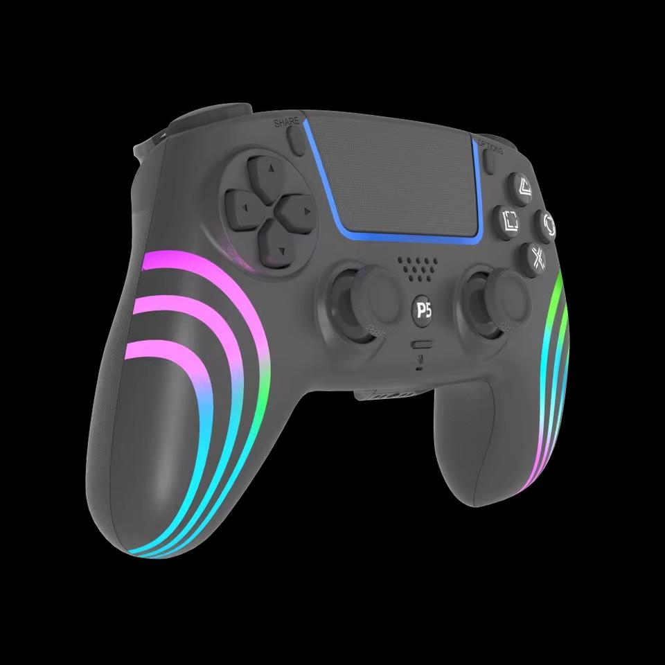 For PS5 Bluetooth Game Controller Hall Joystick Motion Sensing Vibration Wireless Controller with RGB Colorful Lighting Effect