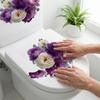 Toilet Wall Stickers Purple Pink Flower Design Self Adhesive Waterproof Bathroom Home DIY Decoration