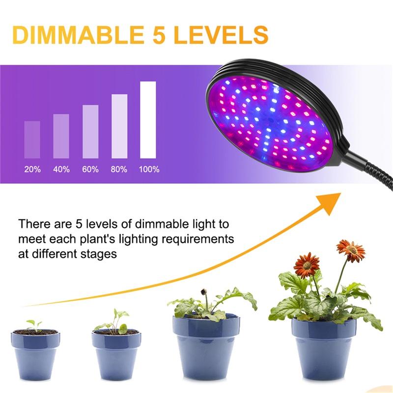 DC5V 2/3/4 Head Timing Full Spectrum Phyto Lamp Fruit Vegetable Grow Light USB Clip LED RedBlue Indoor Plant Grow Light