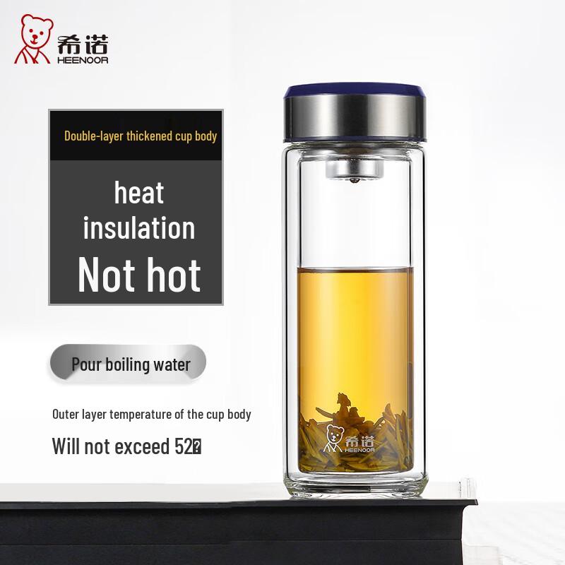 Heenoor Portable Double Wall Tea Infuser Glass Bottle