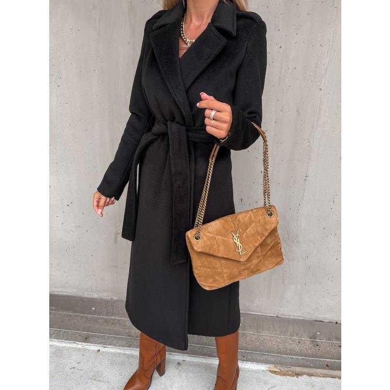 YYFS Women's Fashion Casual Solid Color Print Autumn Winter Long Sleeve POLO Neck Jackets & Coats