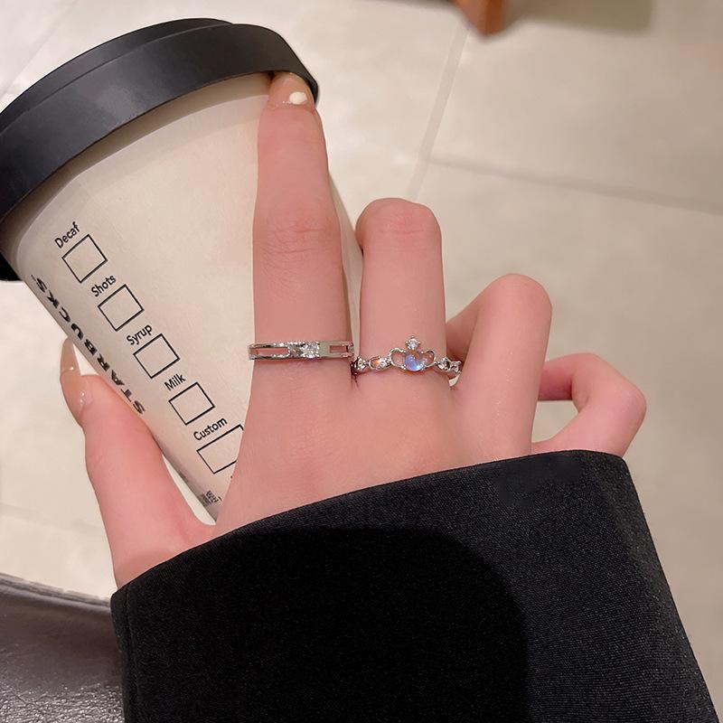 Koreanisches Zirkon-Liebesring-Set – luxuriöse, schlichte Statement-Ringe für einen vielseitigen Stil