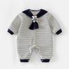 Navy Collar Newborn Unisex Baby Romper Fall Cute Soft Outfit