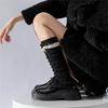 Women Fairycore Knitted Leg Warmers Calf Socks Japanese Sweet Bowknot Ruffled Lace Trim Leg Covers Boot Cuffs Stockings