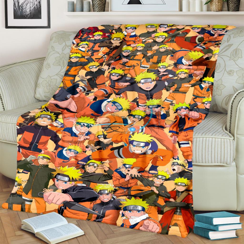 Anime-Naruto Print Blanket Warm Comfortable Flannel Blanket for Bedrooms, Sofas, Beds, Chairs, Picnics, Travel -LXR54